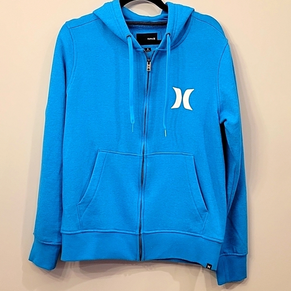 Hurley zip-up hooded jacket hoodie size small dark turquoise